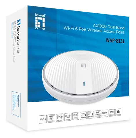 LevelOne WAP-8131 / AP / AX1800 / Dualband / Wi-Fi 6 / PoE / Deckenmontage
