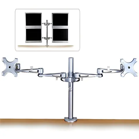 Lindy Dual-Monitorarm silber / Arm für zwei Monitore / VESA 75x75 und 100x100 mm / Tragkraft 6 kg / Tischmontage