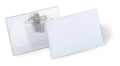 Durable Namensschild mit Kombiclip, transparent / Namensschild / 90 x 54 mm / PVC / 50 Stück