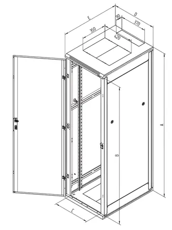 Triton Tür für 19"-Rack 15 HE/400 mm / Tür für Rack / abnehmbare Seitenabdeckungen / Zink