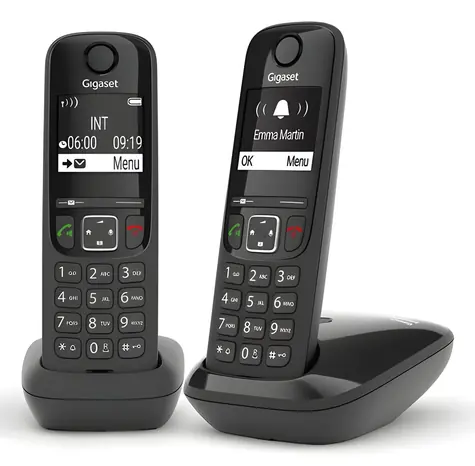 Gigaset AS690 Duo schwarz / Schnurloses Festnetztelefon / 2 Mobilteile / Telefonbuch für 100 Nummern