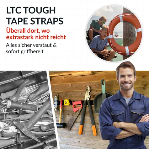 Label the cable Tough Tape Strap weiß / Klettband / 50 mm / 5 m / wasserdicht