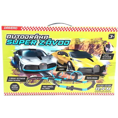 MAC TOYS DRIVERO 8,4 m Rennstrecke / 3 Aufbauvarianten / 2 Bugatti -Autos