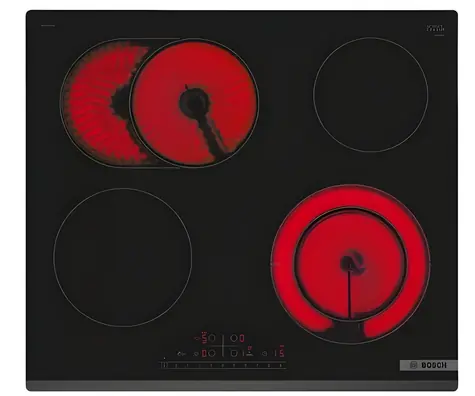 BOSCH PKN631FP2E schwarz / Glaskeramik-Kochfeld / 60 cm / 4 Kochzonen / Boost-Funktion