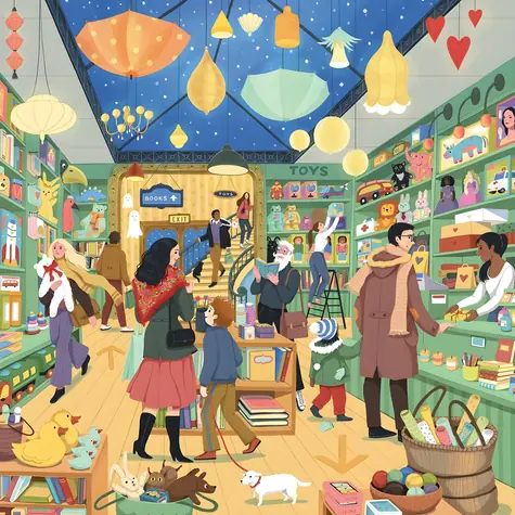 PIECES & PEACE Quadratisches Puzzle Einkaufen / 1000 Teile / 63,5 x 63,5 cm