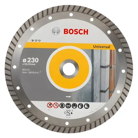 BOSCH Diamanttrennscheibe Standard für Universal Turbo 230 mm / Trennscheibe / Turbo / Beton, Mauerwerk, Stein / Set mit 10 Stück.