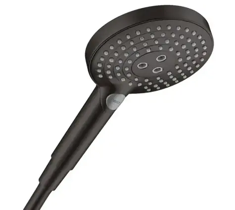 Hansgrohe Duschkopf 120 mm, matt schwarz / Duschkopf / 3 Strahlarten / PowderRain / EcoSmart+