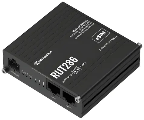 Teltonika RUT286 / Industrierouter / LTE / Wi-Fi 4 / 1x LAN / 1x WAN / RS232/RS485 / Dual-SIM & eSIM