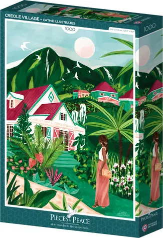 PIECES & PEACE Puzzle Kreolisches Dorf / 1000 Teile / 47,8 x 69 cm