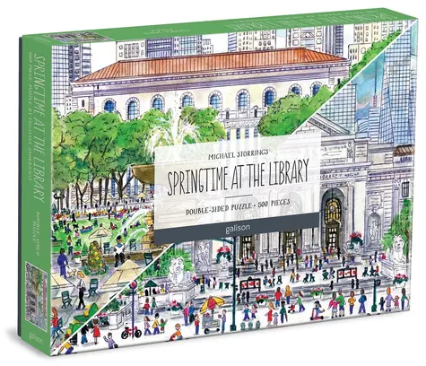 Galison Doppelseitiges Puzzle Frühling in der Bibliothek / 500 Teile