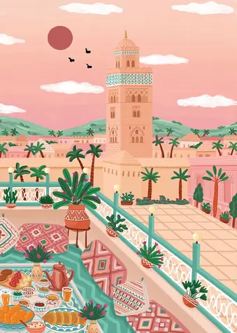 PIECES & PEACE Puzzle Koutoubia-Moschee, Marokko / 1000 Teile / 47,8 x 69 cm