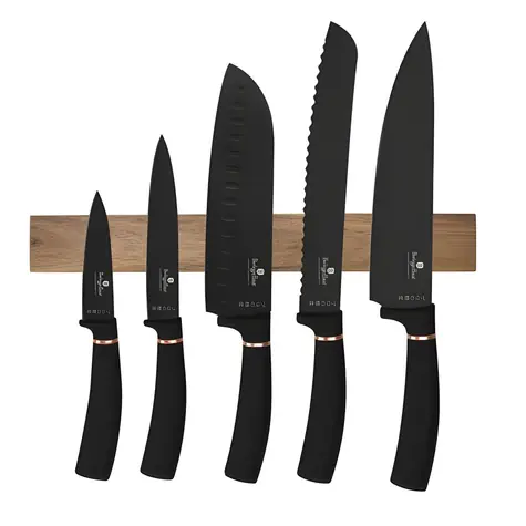 BERLINGERHAUS Black Rose Kollektion / Messerset / Magnetischer Halter / 6-teilig