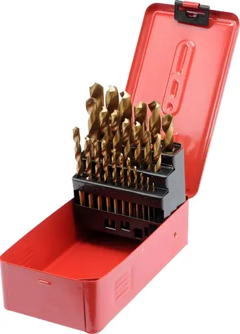 STHOR Metallbohrer-Set Titan, 24-teilig / Bohrer / HSS / 1,5-13 mm