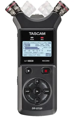 Tascam DR-07XP / Audiorecorder / USB-C / microSD / 32 Bit / 48 kHz / eingebautes Mikrofon