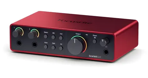 Focusrite Scarlett 2i2 4. Generation, schwarz-rot / Externe Soundkarte / USB-C / 2x XLR / Phantomspeisung