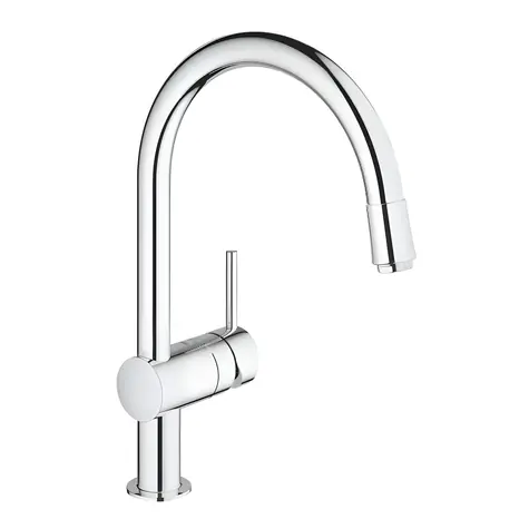 Grohe Spültischarmatur mit Ausziehbrause, verchromt / Spültischarmatur / SilkMove Kartusche / 360° schwenkbarer Auslauf / DN 15