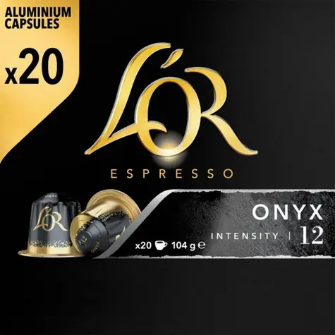 L'OR Espresso Onyx Kapseln, 20 Stück / Kaffeekapsel / Nespresso Original / Stärke 12