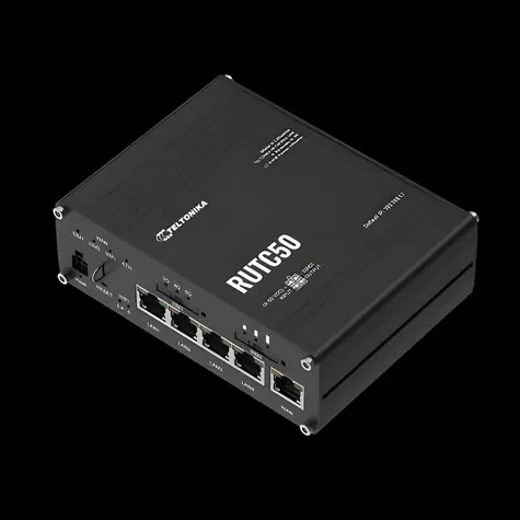 Teltonika RUTC50 / Industrierouter / 5G / 4G (LTE) / 3G / Wi-Fi 6 / 5x RJ-45 / Dual-SIM
