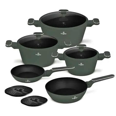 BERLINGERHAUS Titanbeschichtetes Geschirrset, Mattgrün, Kollektion / Geschirrset / 10-teilig