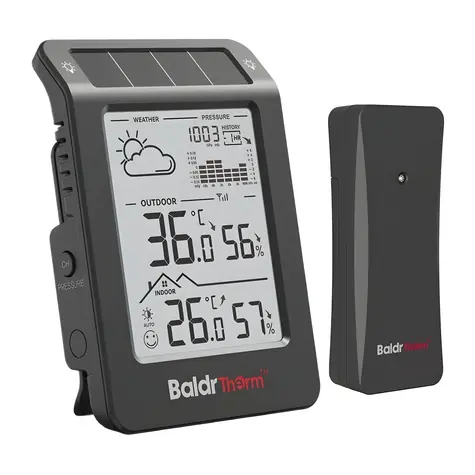 RainPoint BALDRTHERM B0596WT2H2P-V1 schwarz / Wetterstation / Außensensor / Solarbetrieben / Reichweite 100 m / IP54