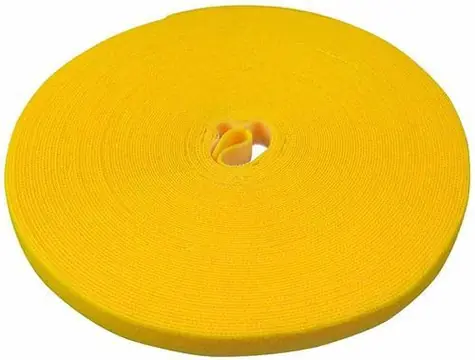 Label the cable PRO Kabelbinderrolle, doppelseitig, gelb / Kabelbinder mit Klettverschluss / 25 m Rolle / doppelseitig