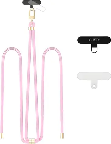 Tech-Protect C7S Seil, pink, gold / Handygurt / Schultergurt / Gestrickt