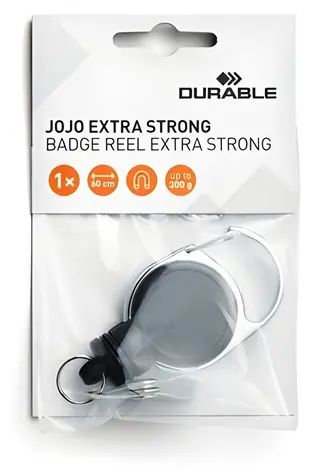 Durable Jojo Extra Strong , schwarz / Kartenspule / Tragkraft 300 g / Band 60 cm