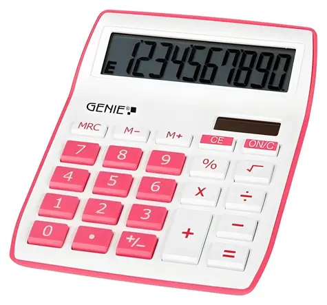 Genie 840P pink / Taschenrechner / Desktop-Taschenrechner / 10-stellige Anzeige / solar- und batteriebetrieben / faltbares Display