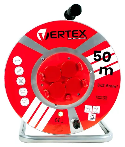 VRX PB50METAL schwarz / Verlängerungskabel / Kabeltrommel / 50 m / 3x2,5 mm / IP44