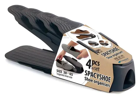 Prosperplast Schuhorganizer, Größe 38-45, anthrazit, 4 Stück / Kunststoff / 14,5 x 10,5 cm