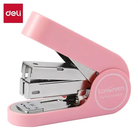 Deli LonGreen Easy pink / Hefter / Bis zu 25 Blatt / Heften 24/6 und 26/6 / Tiefe 35 mm / Recycelter Kunststoff