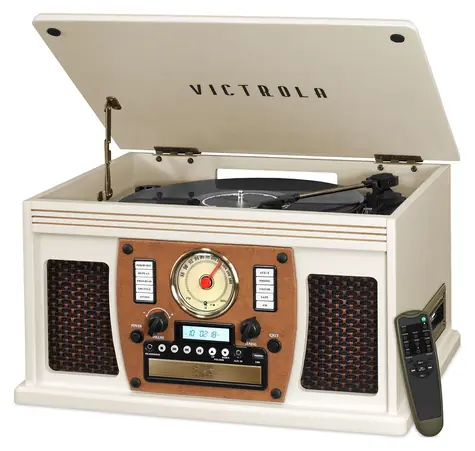 Victrola Navigator 8in1 weiß / Plattenspieler / 3 Geschwindigkeiten / Bluetooth / CD / Kassette / Radio / USB