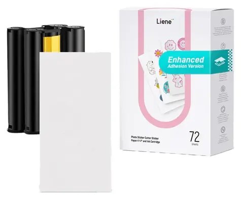Liene PixCut selbstklebendes Fotopapier 4x7" / Fotopapier / selbstklebend / 72 Blatt + 2 Kassetten / 300 dpi