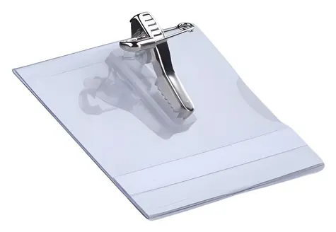 EuroSupplies Etikett CT 123 transparent / Etikett / 60 x 90 mm / Packung mit 50 Stück / mit Krokodilklemme