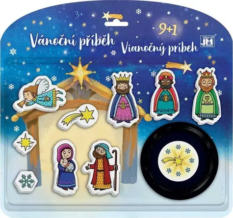 JIRI MODELS Stempelset „Weihnachtsgeschichte“ / 9+1 Stück / Holzstempel und Kissen