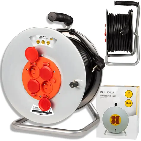 Blow PR-61 / Verlängerungskabel / 4 Steckdosen mit Erdung / 50 m / 3×2,5 mm / IP44