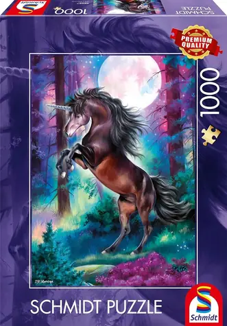 Schmidt Puzzle Einhorn bei Vollmond / 1000 Teile / 49,3 x 69,3 cm