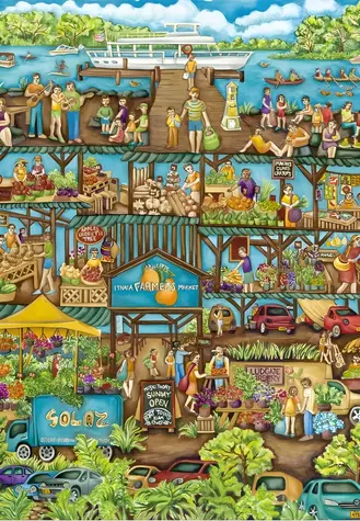 GRAPHICS Puzzle Bauernmarkt / 1000 Teile / 69 × 47,8 cm