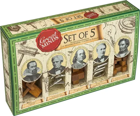 Professor PUZZLE - Puzzle-Set „Große Köpfe“ / 5 Puzzles / Metall und Holz