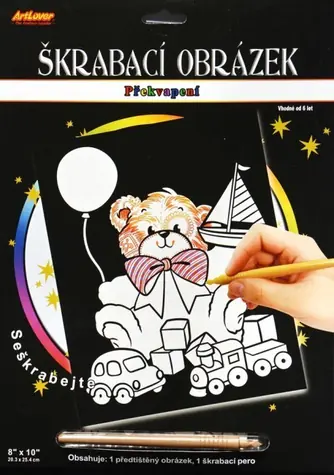 ARTLOVER Rubbelbild mit Überraschungs-Teddybär und Spielzeug / 20 x 25 cm / ab 6 Jahren