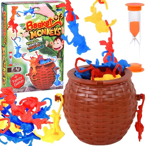 JOKOMISIADA Brettspiel Korb mit Affen / Geschicklichkeitsspiel / 24 Teile / für Kinder