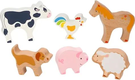 GOKI Holzfiguren Tiere / 6 Stück / Holz