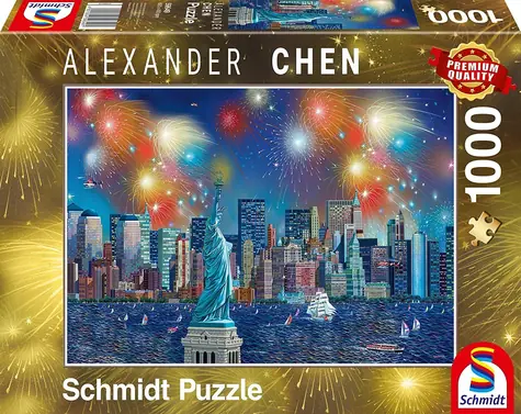 Schmidt Puzzle Freiheitsstatue mit Feuerwerk / 1000 Teile / ab 12 Jahren