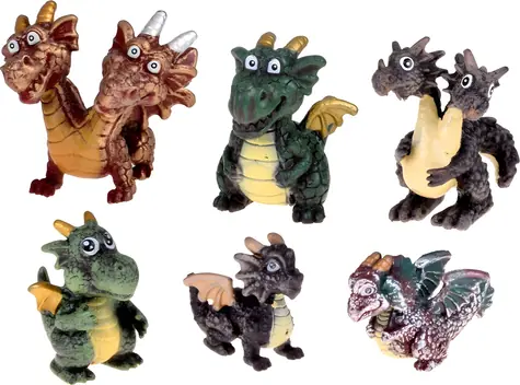 JOKOMISIADA Drachenfiguren-Set / Figuren / 6 Stück / ca. 3-6 cm / Kunststoff