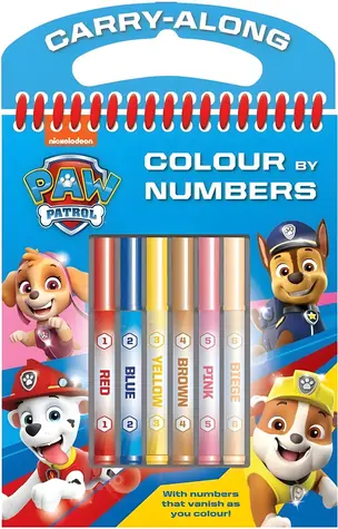 NICKELODEON Malen nach Zahlen Paw Patrol / 9 Ausmalbilder / 6 Stifte