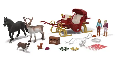 Schleich 99179 Adventskalender Pferdeclub Weihnachtsschlittenfahrt / ab 5 Jahren / 24 Türchen / 31 Teile