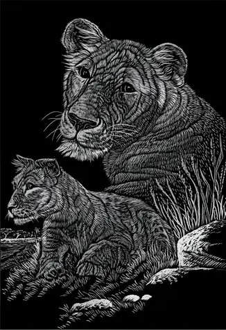 ROYAL & LANGNICKEL Rubbelbilder im Block Wildtiere / 12 Bilder + 12 Blätter / Rubbelstift / ab 8 Jahren