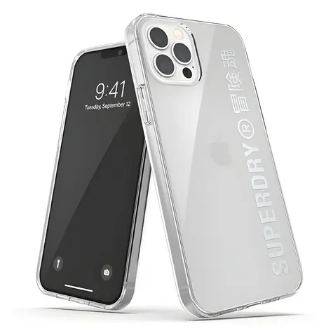 SuperDry Snap Clear Case iPhone 12/12 Pro silber / Hülle / Polycarbonat und TPU