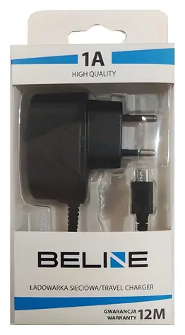 Beline Netzladegerät mit Micro-USB-Anschluss, schwarz / Ladegerät / Ausgang 5 V/1 A / Micro-USB-Kabel 100 cm