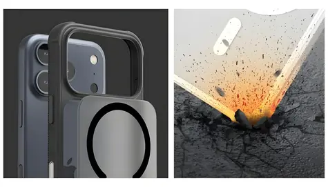 Araree Duple M Armor iPhone 17 Pro Max Hülle, schwarz / MagSafe / TPU + PC + Metall / AirCaps Eckenschutz